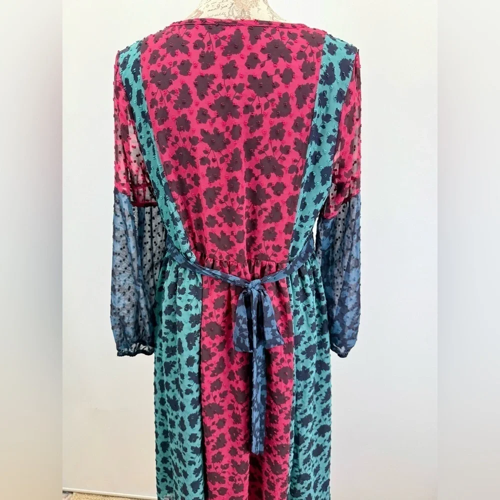 MATILDA JANE Burgundy and blue A Little Party velvet burnout hi lo dress size S - Picture 8 of 16